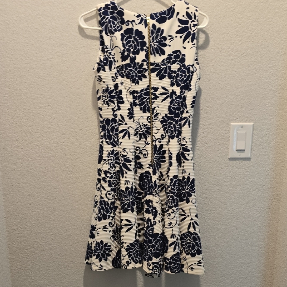 Danny & Nicole Floral Fit Flare Midi Dress Dark Coquette Romantic Regency Size 4 - Picture 7 of 12